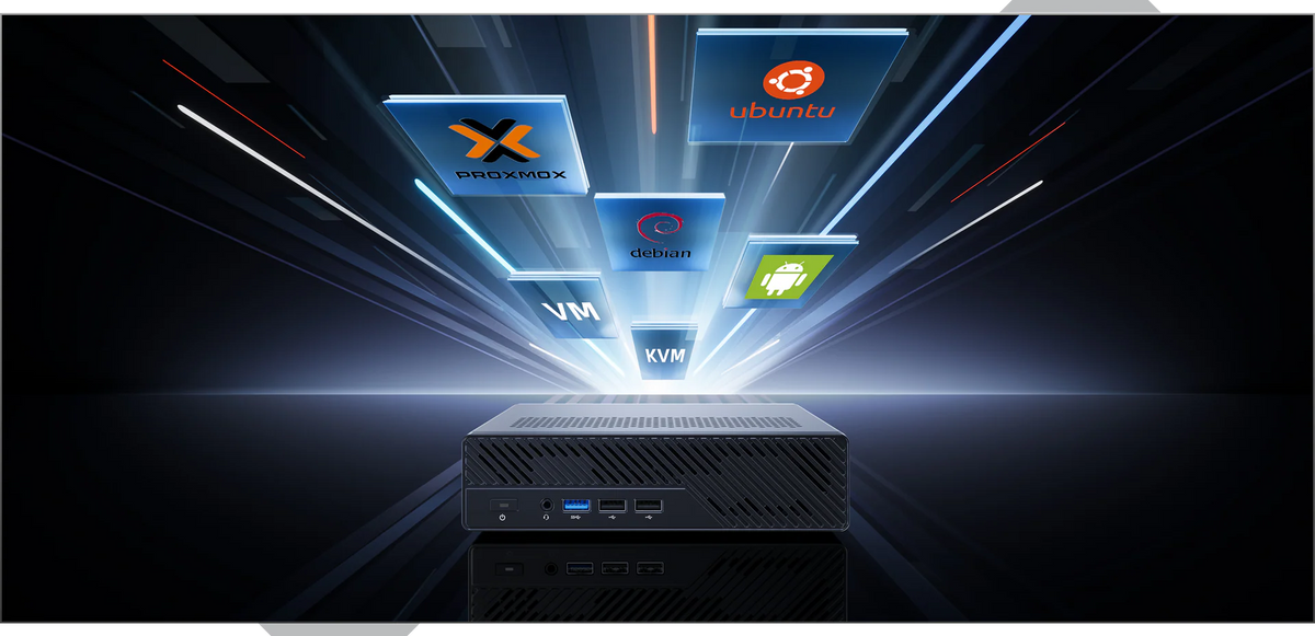 MINISFORUM MS-R1 Arm-based AI mini workstation powered by CIX P1, supporting UEFI boot, Proxmox, KVM, Ubuntu, Debian, and virtualization workloads