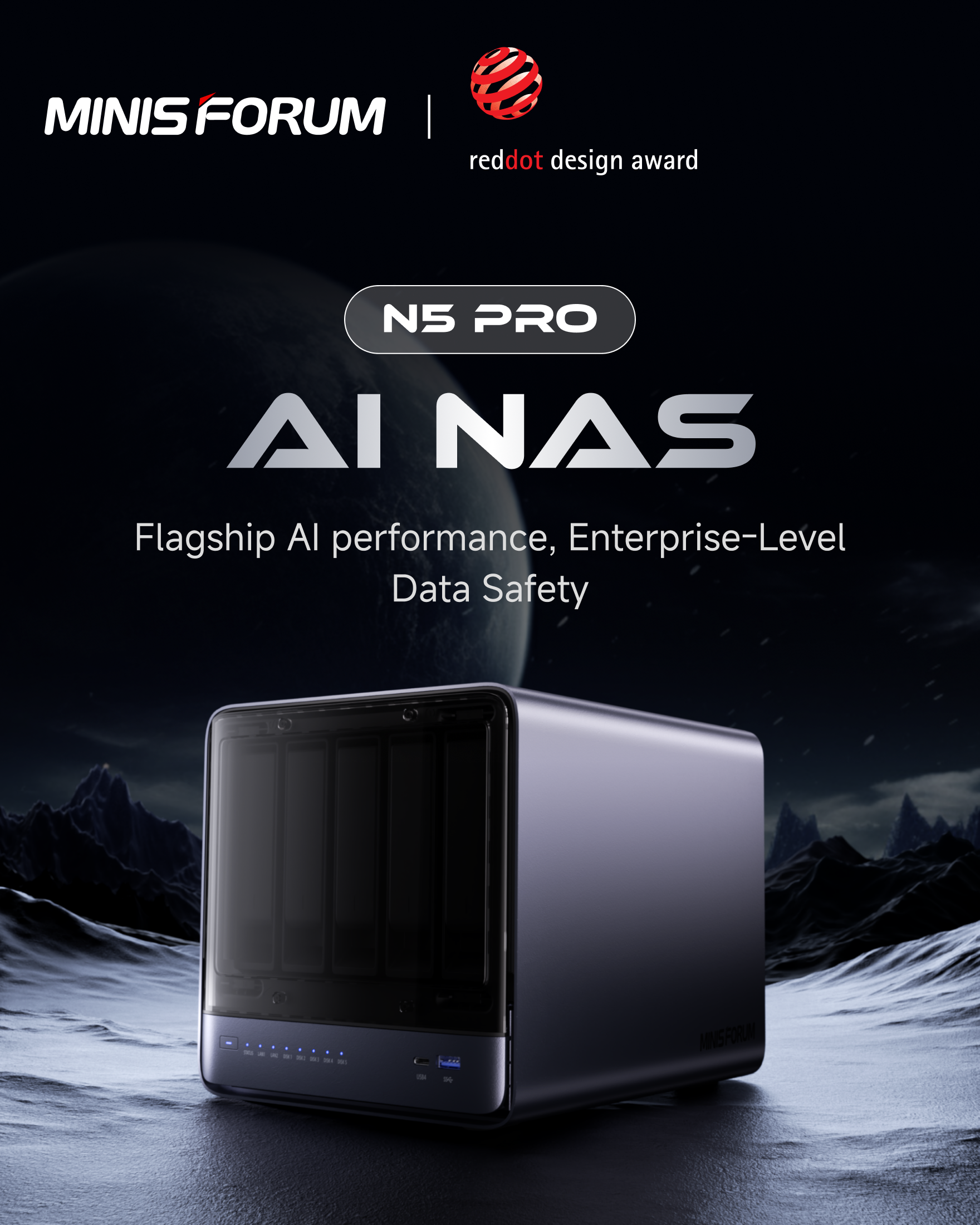 MINISFORUM N5 Pro AI NAS | Ryzen AI 9 HX PRO 370 & PCIe x16 MINISFORUM N5 Pro AI NAS | Ryzen AI 9 HX PRO 370 & PCIe x16