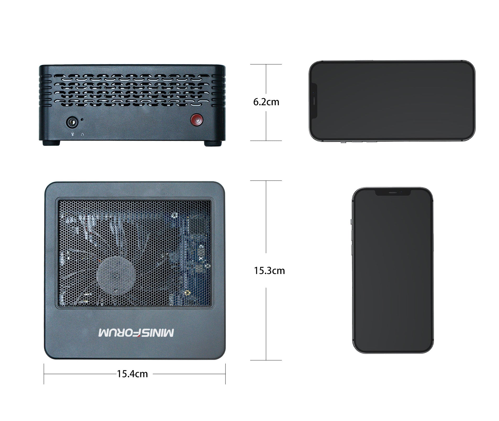 Dimensions of Minisforum X500-5700G Mini PC